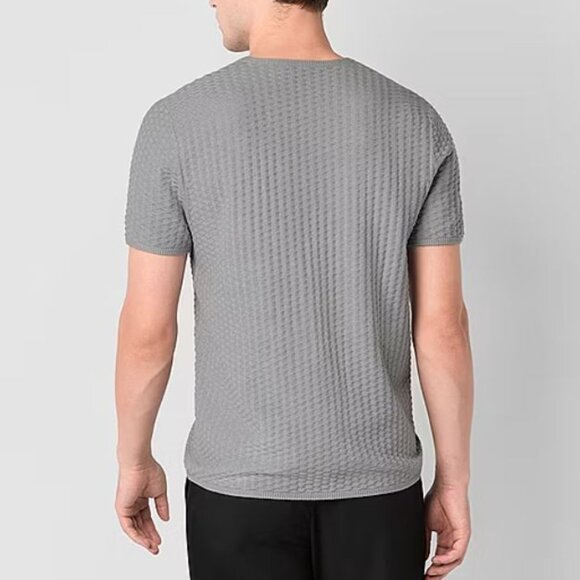 J. Ferrar Men's Crew Neck Short Sleeve Pullover Sweater Gray Umbra Size XL - Picture 2 of 6